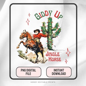 Giddy Up Jingle Horse Western Christmas Santa PNG, Western PNG file, Trendy Western Designs, Trendy Shirt PNG Instant Download