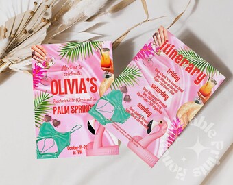 Palm Springs Bachelorette Invitation, Palm Springs Before the rings, Weekend Itinerary, Editable hens party Invite, Palm Springs Invite