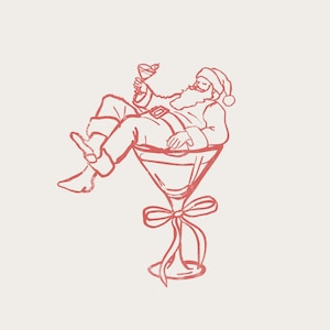 Santa Claus Martini Clipart: Whimsical Christmas PNG SVG (Digital Download)