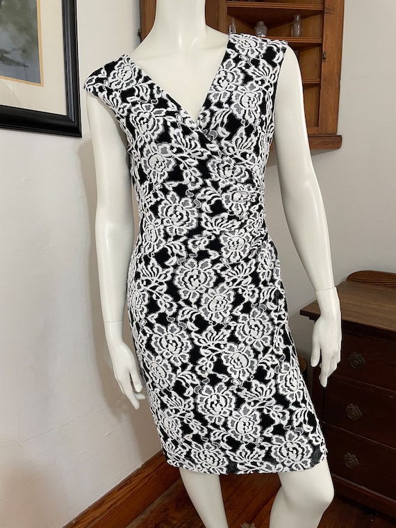 Lauren Ralph Lauren Floral Black \u0026 White Embroidered Dress - Size 8 Like  New - Etsy