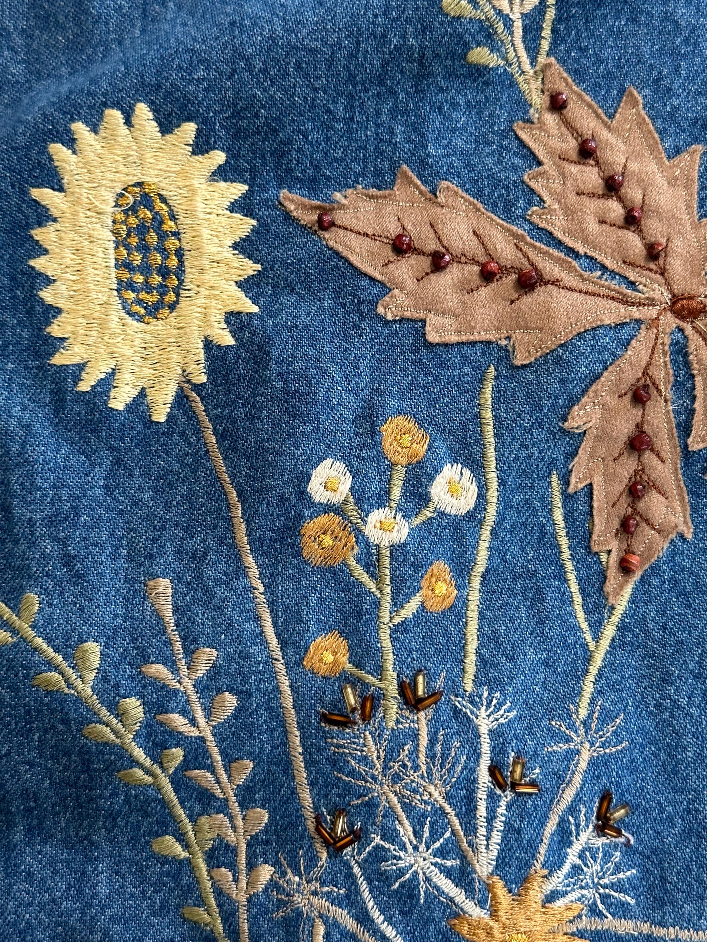 Tantrums Vintage Button up Embroidered and Beaded Denim Jacket 