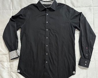 Robert Graham Knowledge Wisdom Truth Black Paisley Button Down Long Sleeve Shirt Cotton -  Mens 1XL &/or XLT