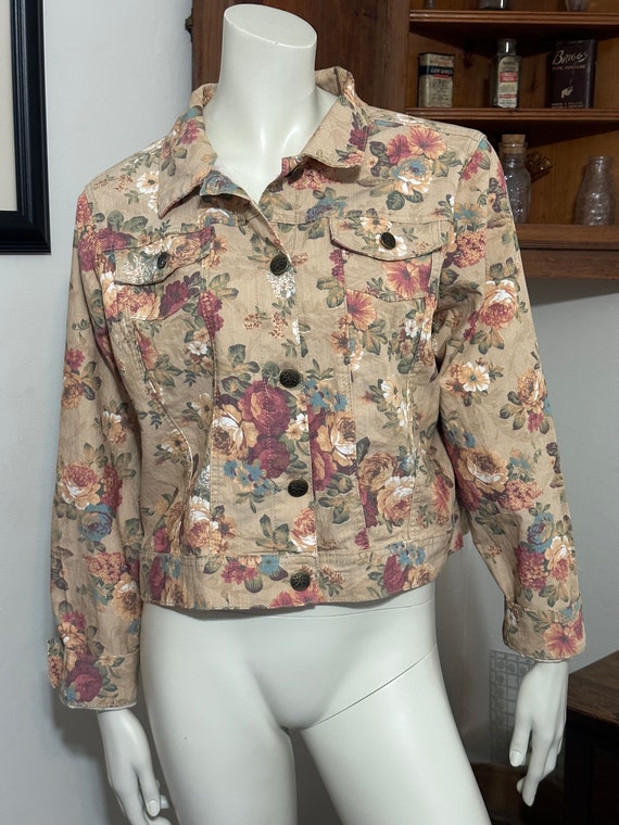 One 5 One Floral Jeans Jacket - Size 2X