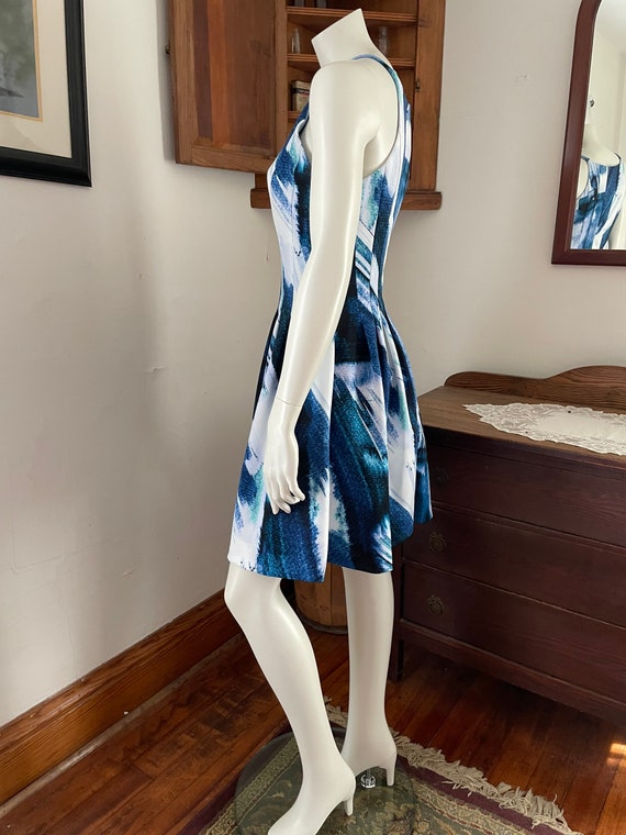 VINCE CAMUTO Blue Abstract Fit & Flare Dress Size 8 - Etsy