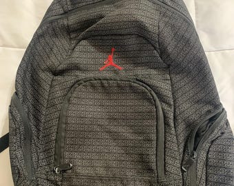 Vintage Nike Michael Jordan #23 Black and Gray with Red Air Jordan Logo Backpack/Bag