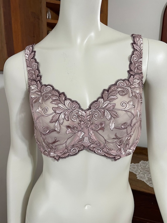 Soma Sensual Lace Unlined Sheer Pink Floral Underw