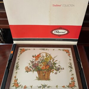 Vintage Pimpernel basket of flowers serving tray in the original box