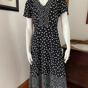 Talbots Black & White Floral Dress size 2 NWOT
