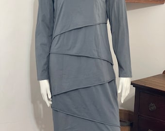 Neon Buddha Women s Slate Gray Lagenlook Shanghai Jersey Midi Dress Size L Etsy