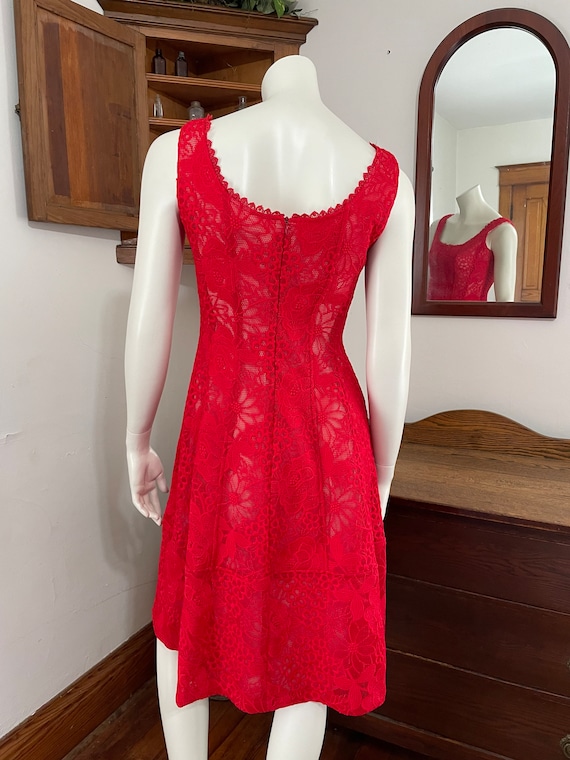 Nanette Lepore red lace fit and flare dress - siz… - image 4