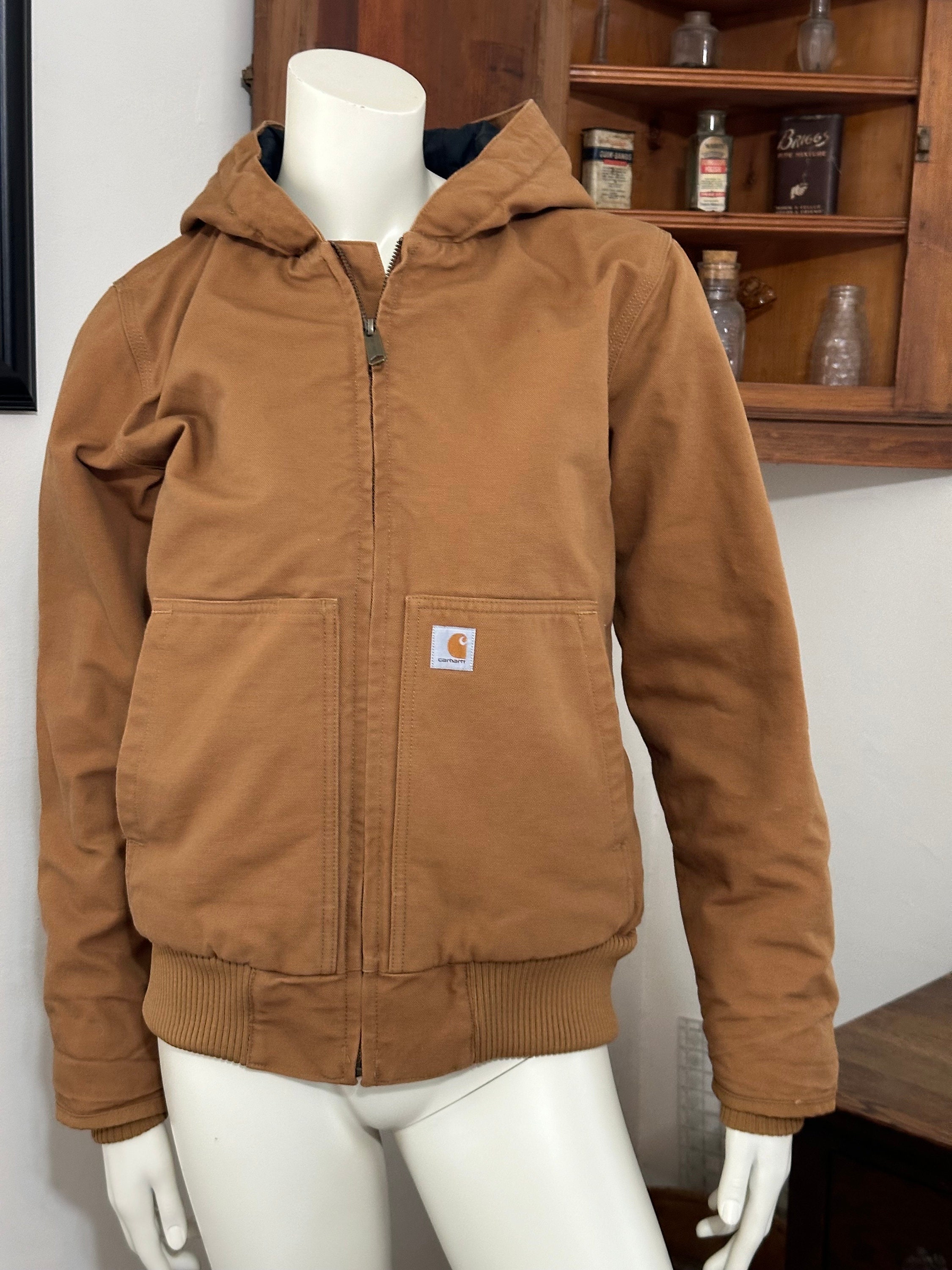 Carhartt J130-W Loose Fit Tan Quilted Washed Duck Insulated Hooded 