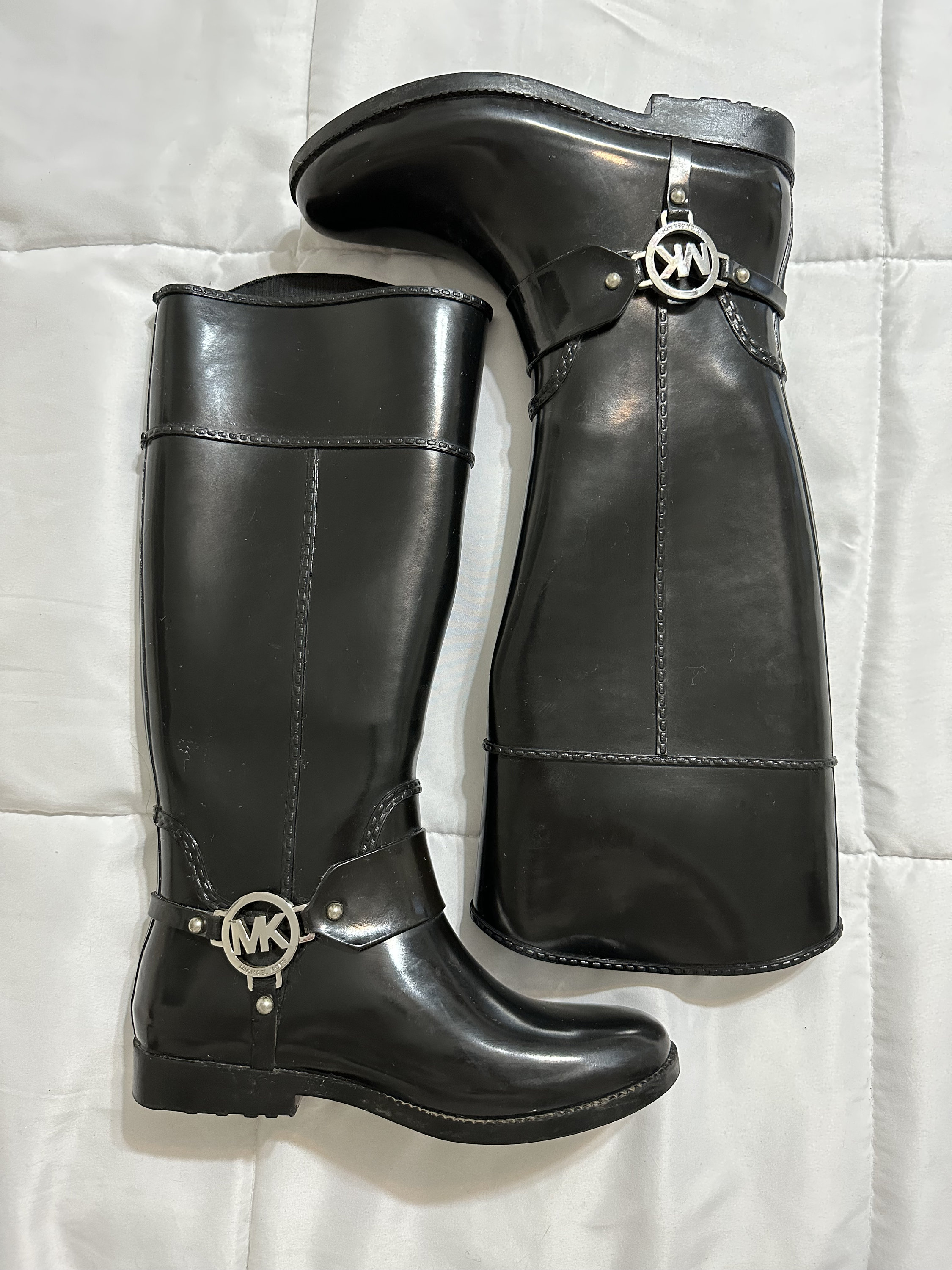 michael-kors-women-s-fulton-calf-rain-boots-shoes-size-6m-black-rubber