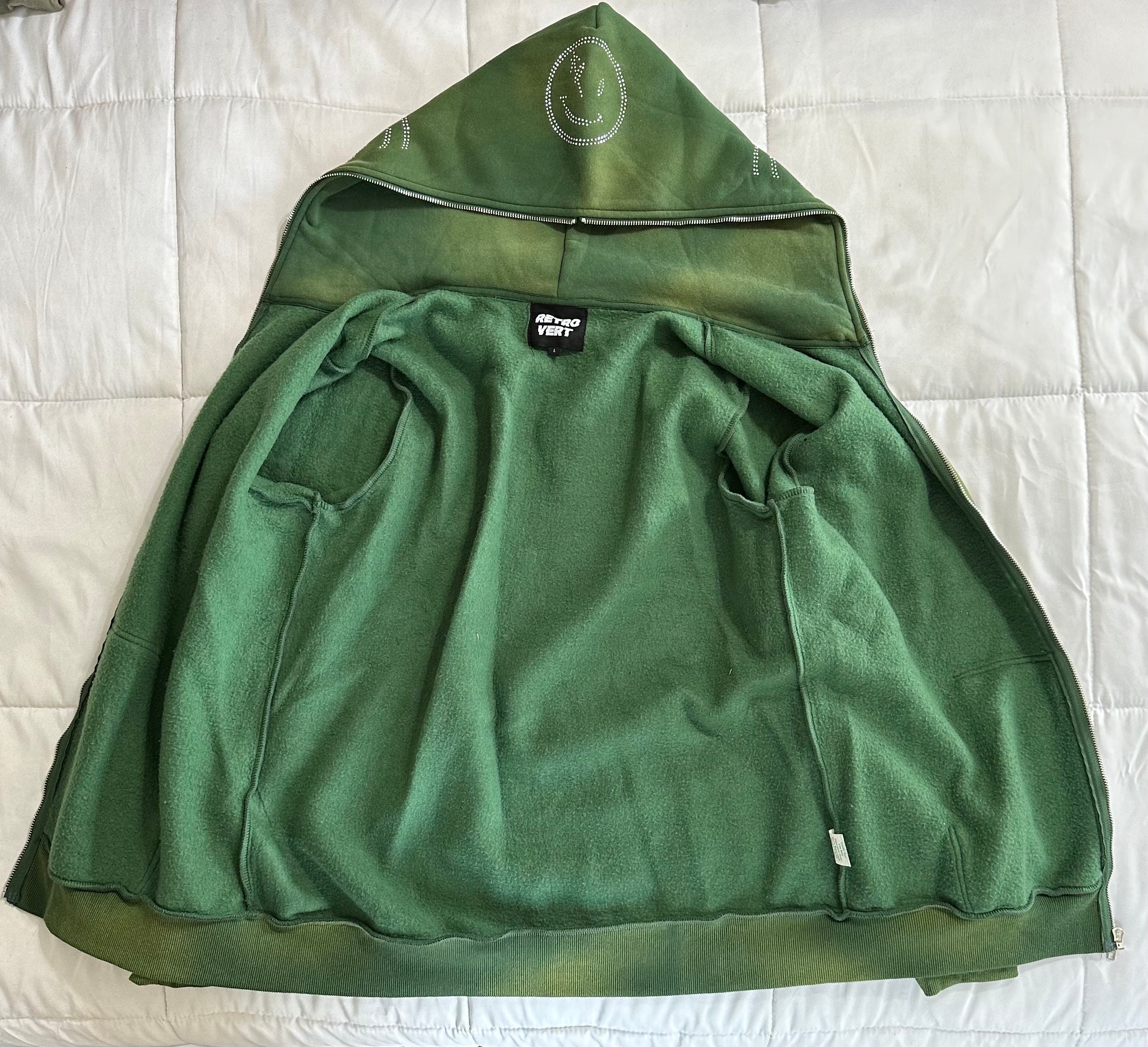 Retrovert All Over Rhinestone Smiley Full Zip Hoodie in