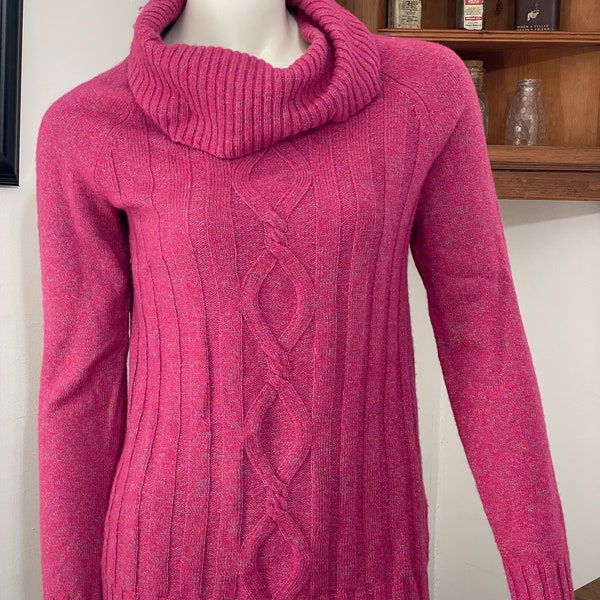 Talbots Womens Sweater Merino Wool Cowl Neck Pink - size XS