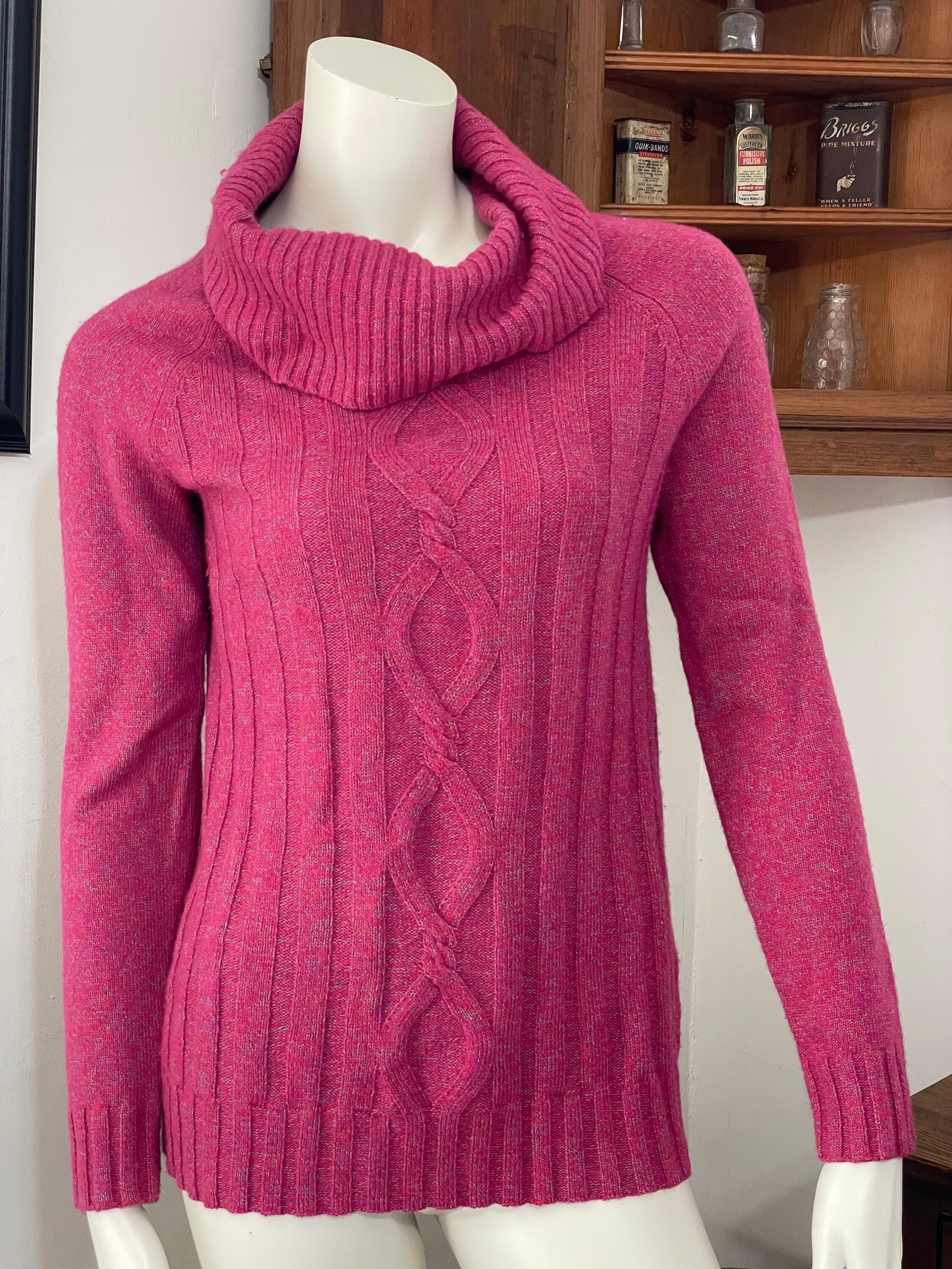 Hot pink cowl neck sweater online