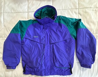 Veste De Ski Réversible Vintage Columbia Pour Homme - Taille L - Couleur Violet/vert - Très Bon état
