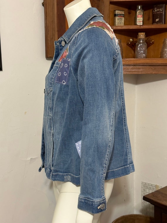 Chico's Denim Patchwork Design Jacket - size 2P (… - image 2