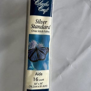 Charles Craft Aida Cloth; 16 Count Cross Stitch Roll Fabric 30&quot; X 36&quot; in Off White; New in Original Packaging