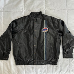 Chaqueta de cuero Miller Lite Racing Rusty Wallace NASCAR (talla XL)