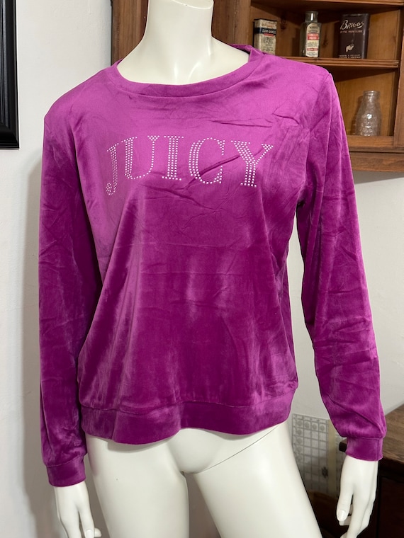 Juicy Couture Velour Burgundy Purple Top with Jewe