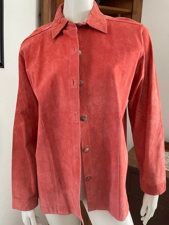 Vintage Chicos Suede Leather Coral Peach Jacket - 