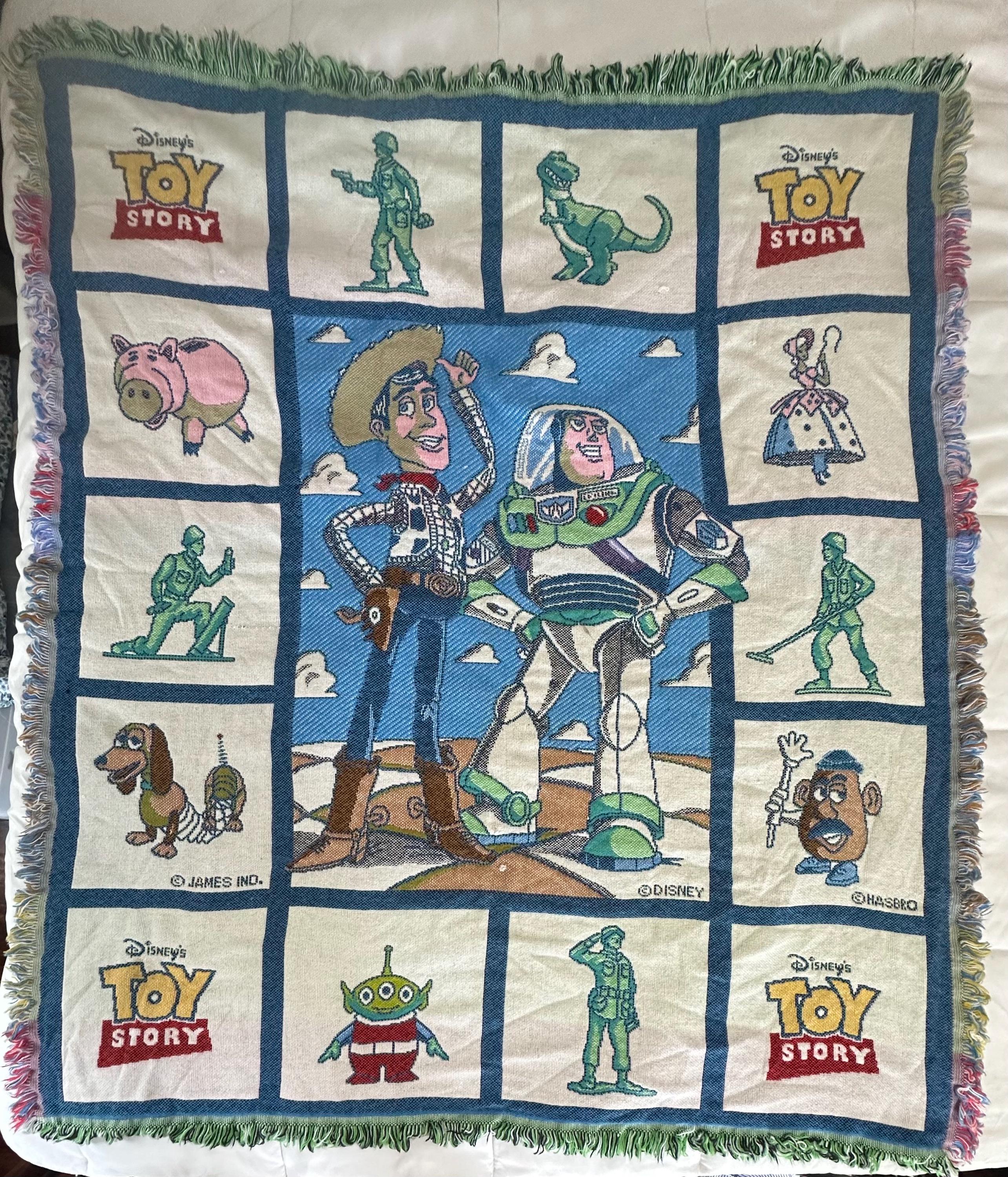 90年代　トイストーリー VINTAGE ラグ・ブランケット Vintage 90s Toy Story Woven Tapestry Blanket Throw, Authentic