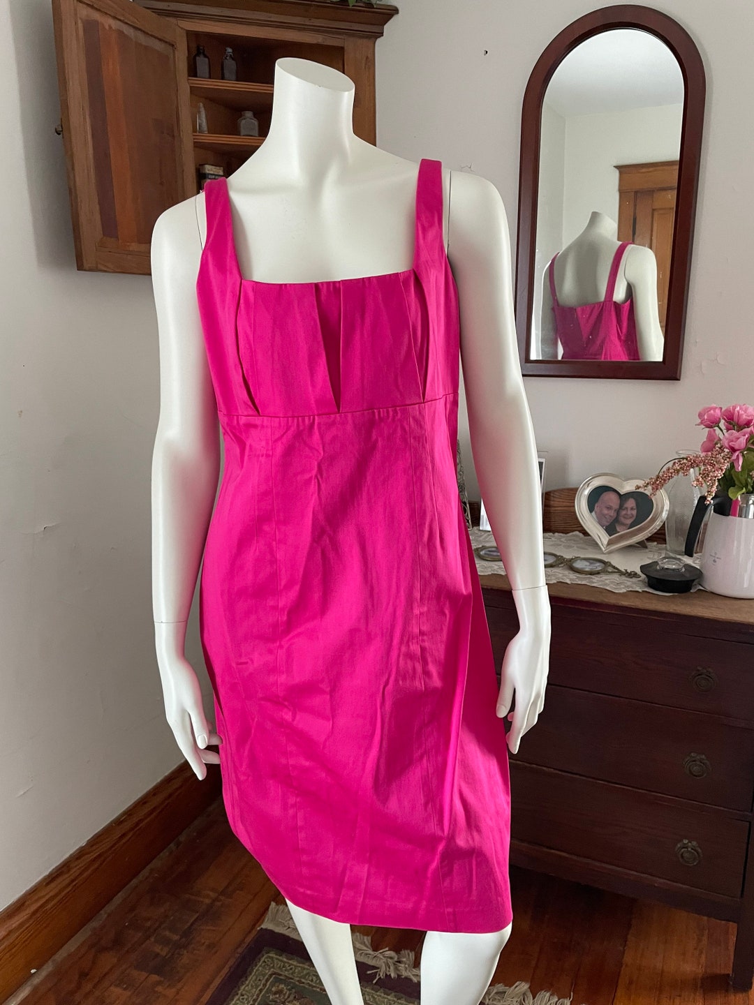 calvin klein pink sleeveless dress Vintage 90's Calvin Klein Fuchsia Sleeveless Summer Dress - Size 12