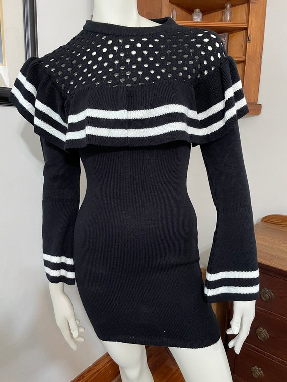 Venus Black & White Contrast Sweater Dress - size 