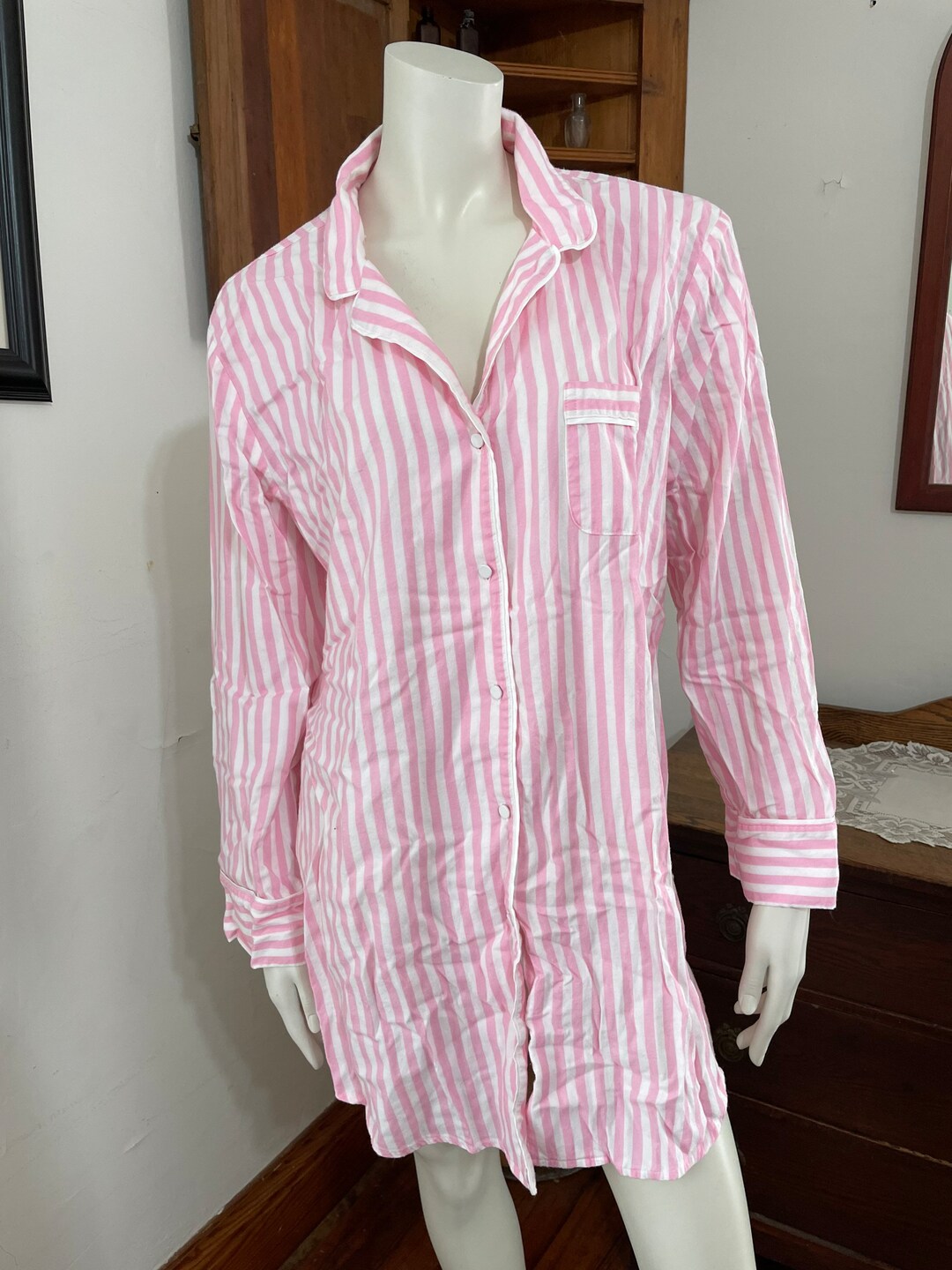 Pink striped pajamas victoria secret sale
