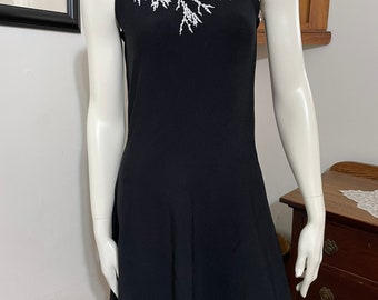Doncaster Collection Black Beaded Sheath Dress with Sweater Wrap - Like New - Size S