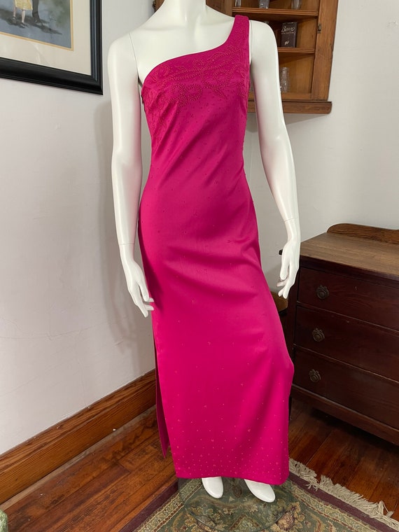 Vintage 90’s Rampage Beaded Fucshia Dress - size 5
