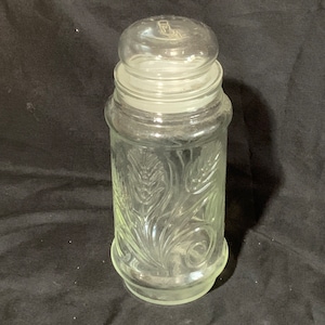 Vintage 1982 Mr. Peanut Wheat Glass Jar with Lid