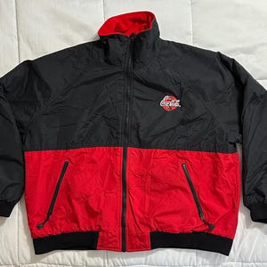 Vintage 90s WearGuard Coca-Cola Fleece Lined Red and Black Jacket;  Rare Outerwear Cozy Warm Quality - men’s size 2XL