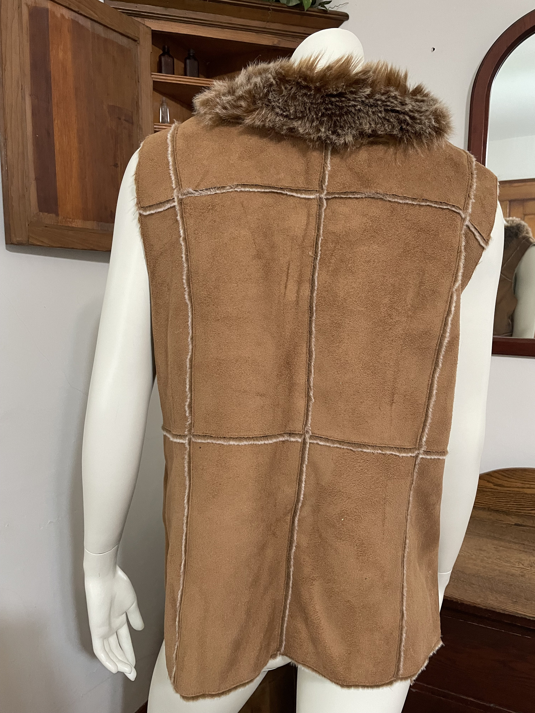 Orvis Women Faux Fur Faux Suede Shearling Vest - Size L - Etsy