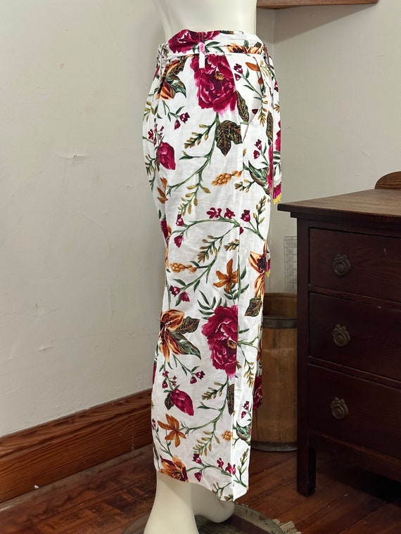 Joie Women White Multi Floral Wide Leg Crop Linen… - image 2