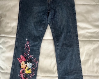 Vintage Y2K Disney Store Minnie Mouse Embroidered Bootcut Jeans Women's Size 4 Like New