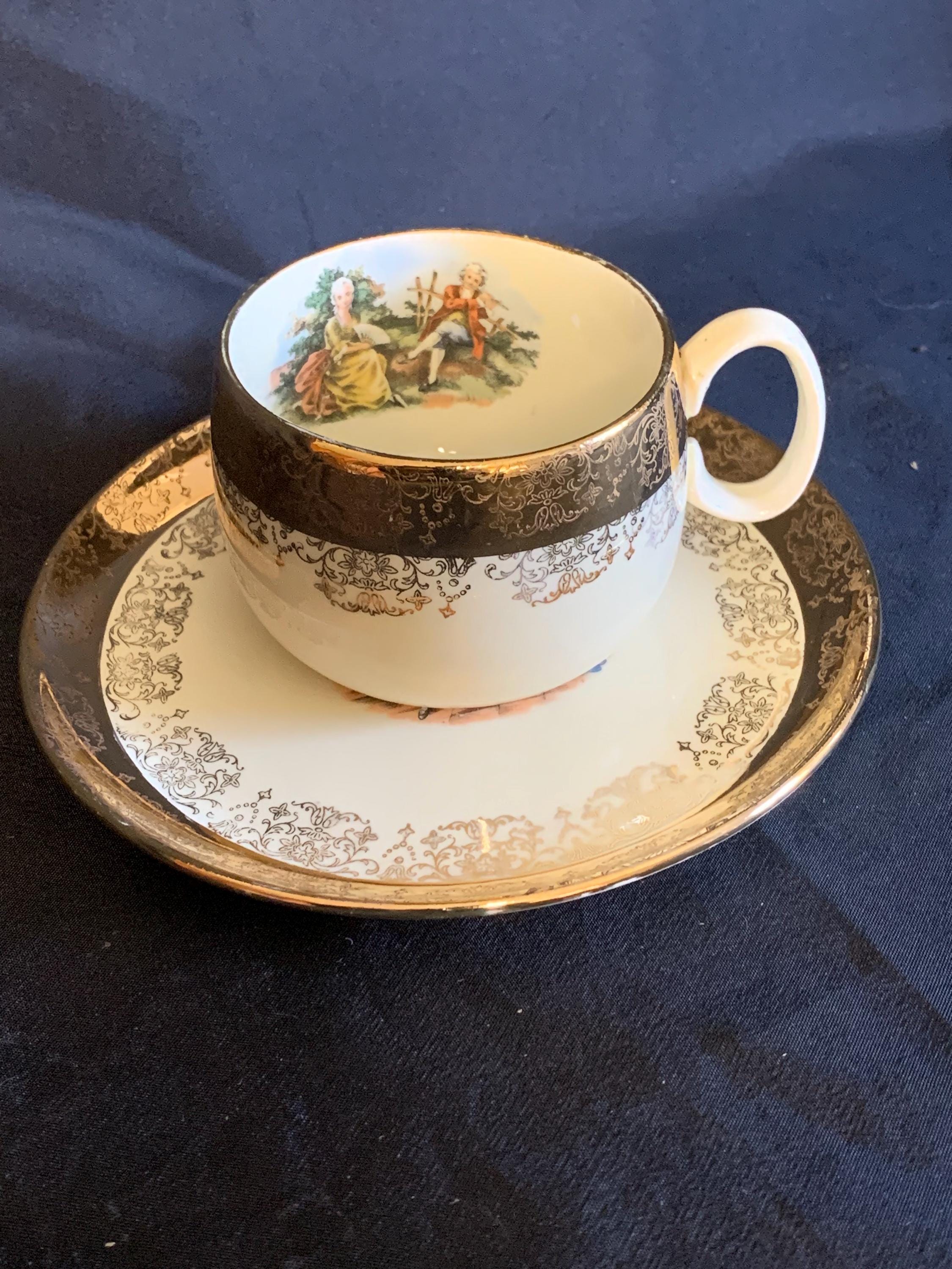 Vintage Sabin Crest O Gold Colonial Courting Couple/george and