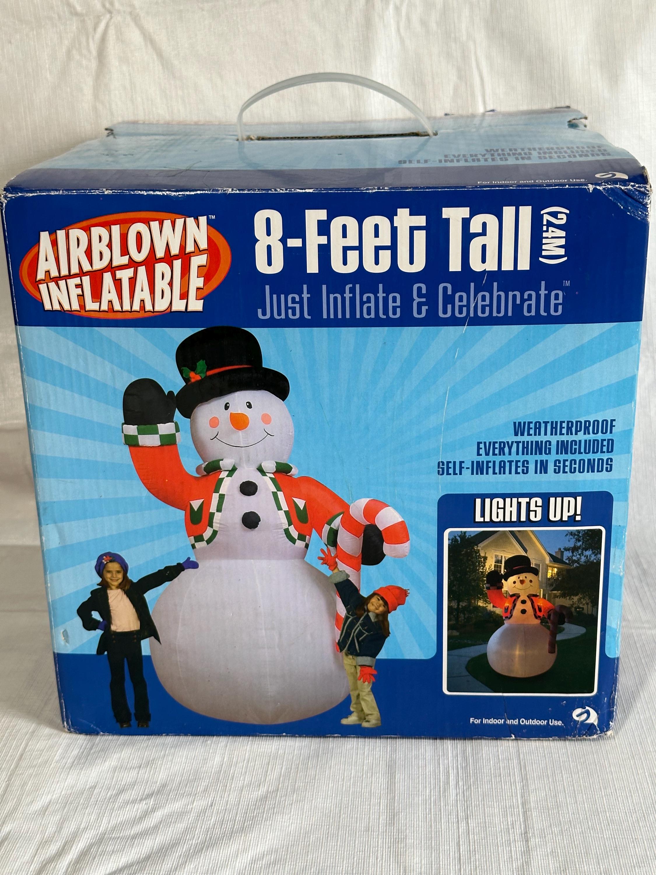 Vintage Gemmy Airblown Inflatable 8ft Tall Snowman Lights up - New