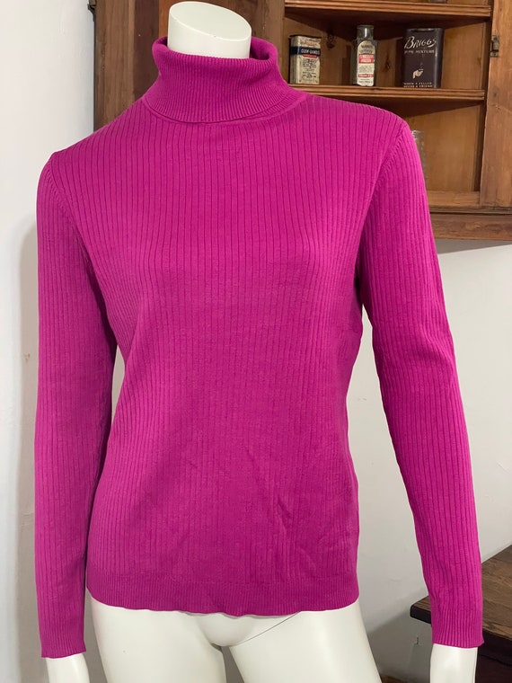 NWT Chico's Silk Turtleneck - Fuchsia  - Size 2 - image 1