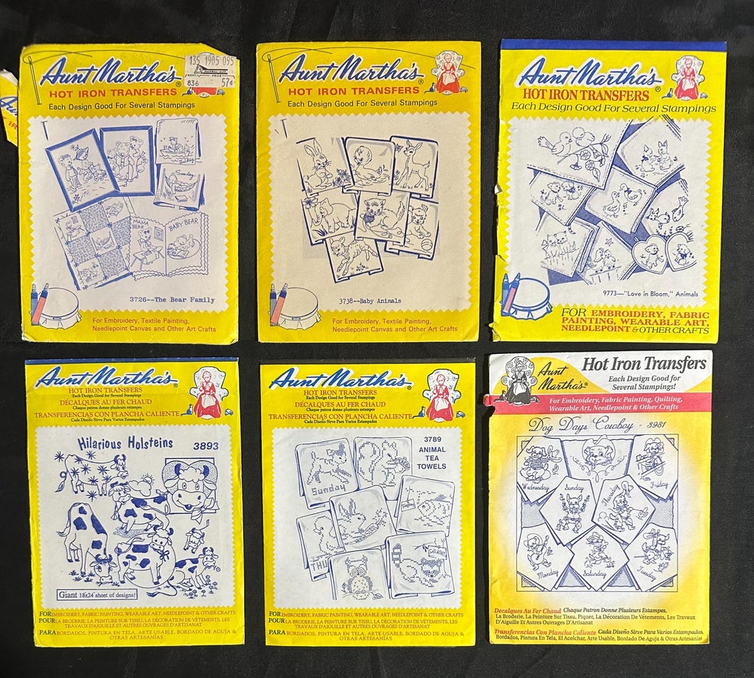 Vintage Aunt Martha Hot Iron Transfers Lot of 6, Animals Craft Destash ...