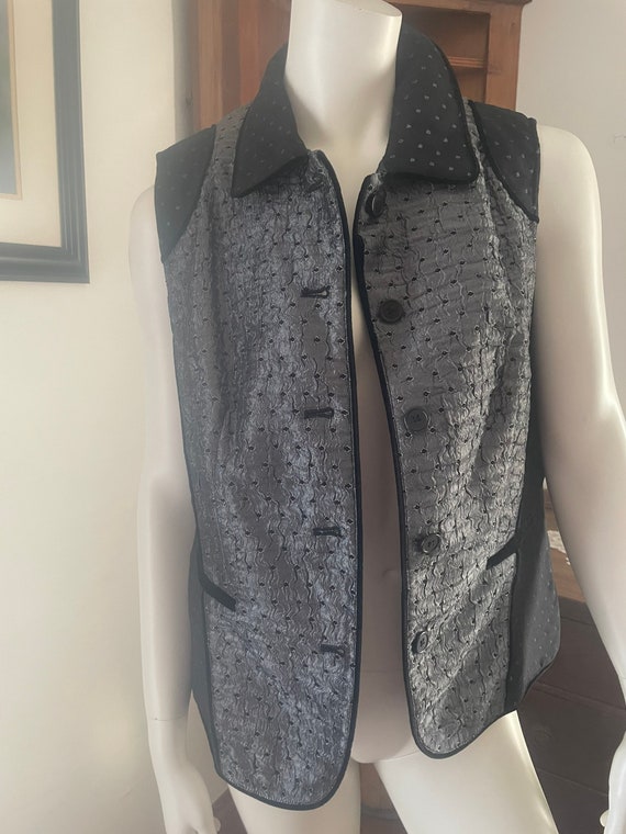 Vintage Coldwater Creek Black & Silver Vest - Size