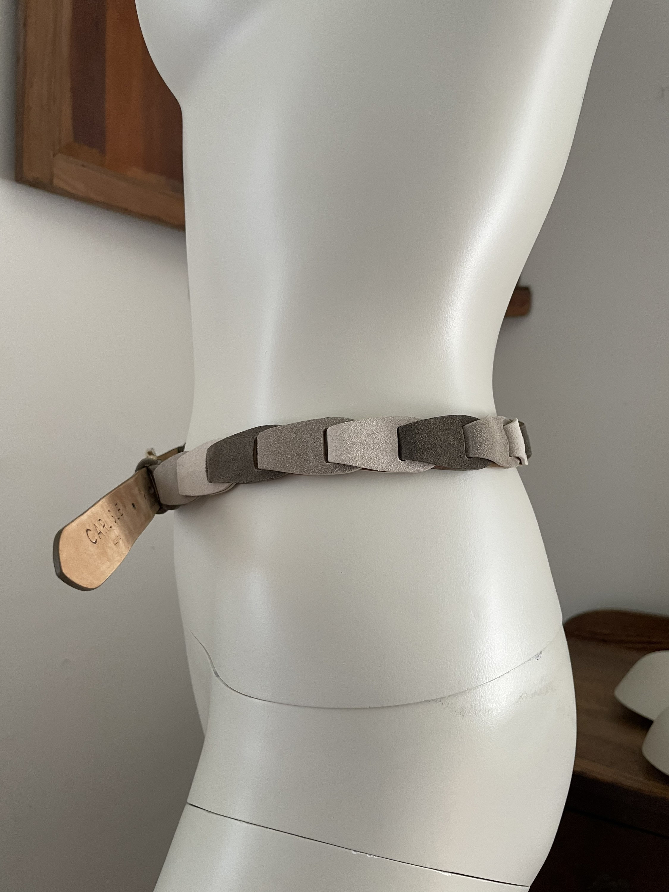 Vintage Carlisle Gray Leather Belt - 29” - 33” Waist Made in  display picture 1
