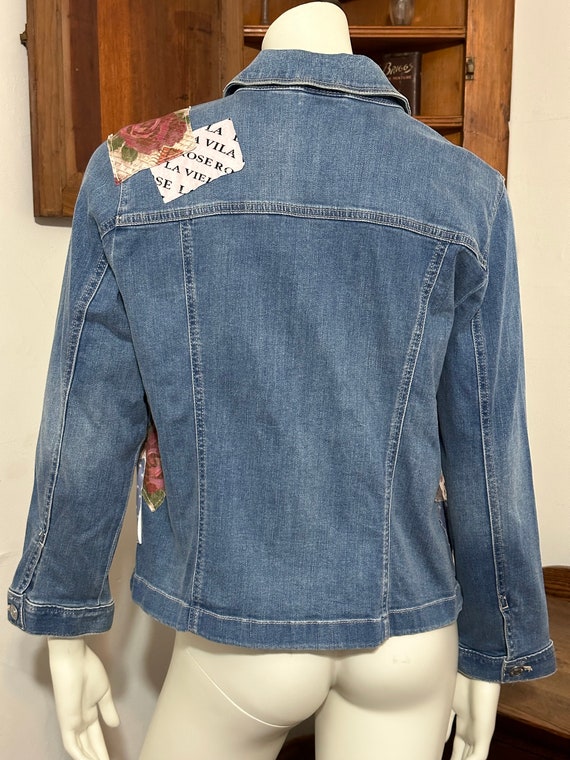 Chico's Denim Patchwork Design Jacket - size 2P (… - image 3