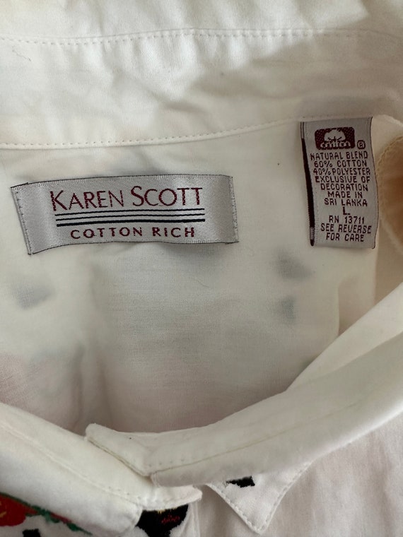 Vintage Karen Scott Halloween Embroidered White B… - image 7