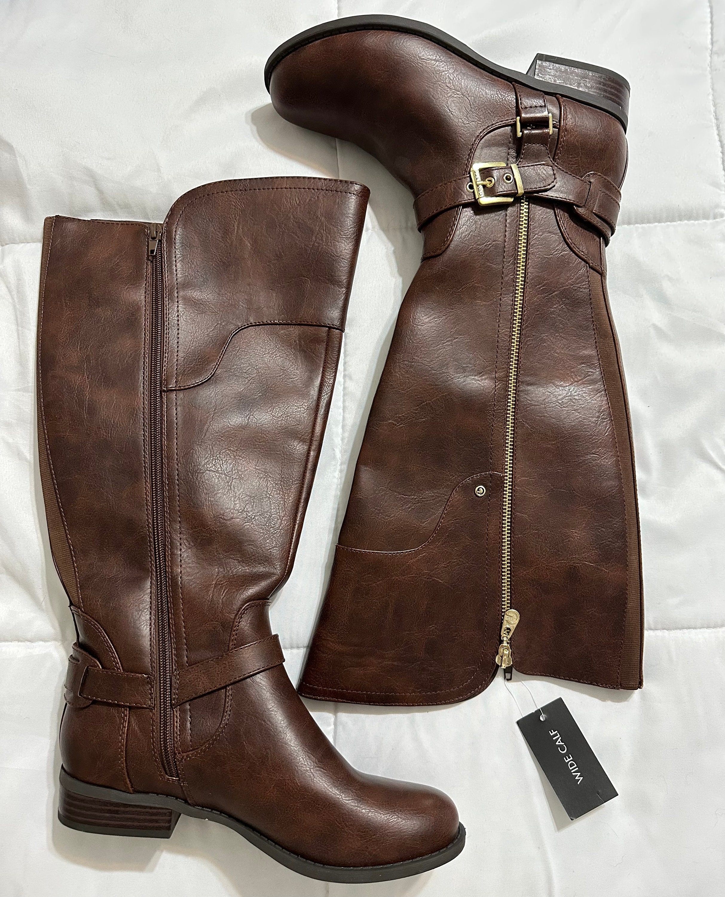 G by Guess Brown Faux Leather Riding Boots - Size 9W - NWT 