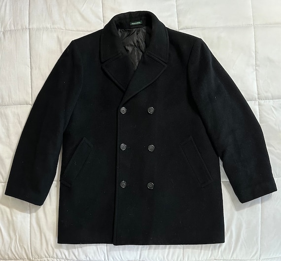 Lauren Ralph Lauren Black Double Breasted Lined Wool Peacoat