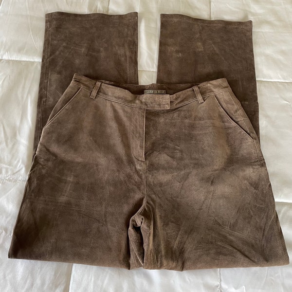 Vintage Isabella Bird Brown Suede Leather Pants Size 12