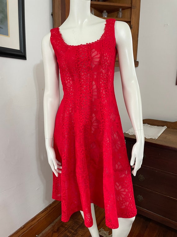 Nanette Lepore red lace fit and flare dress - size