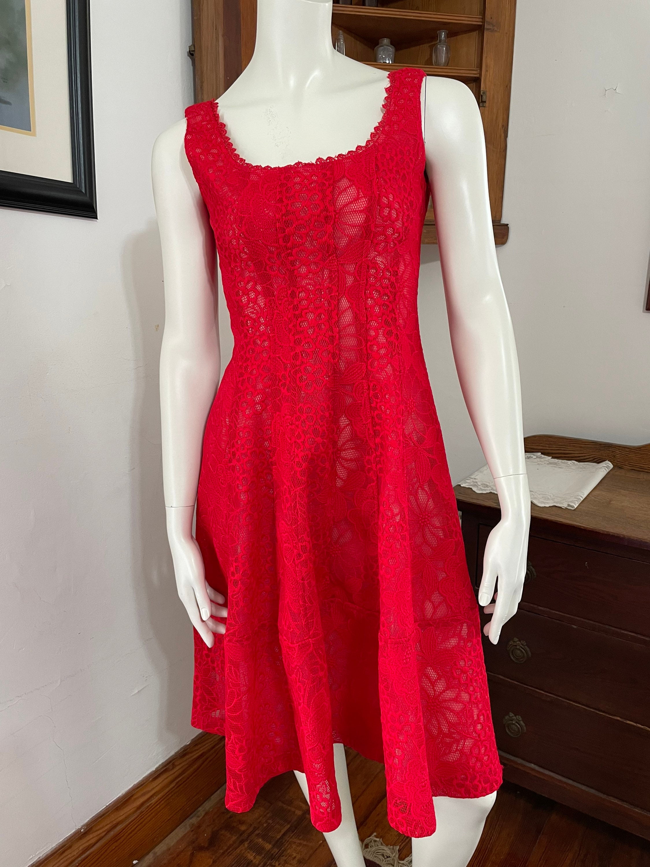 Nanette Lepore Red Lace Fit and Flare Dress - Size 4 - Etsy Nanette Lepore Red Lace Fit and Flare Dress - Size 4 - Etsy