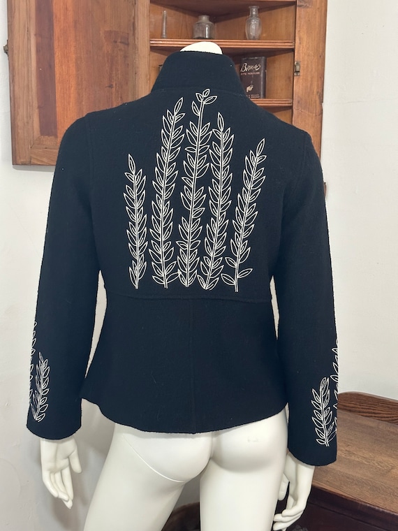 Vintage Icelandic Design Embroidered Wool Fully L… - image 3